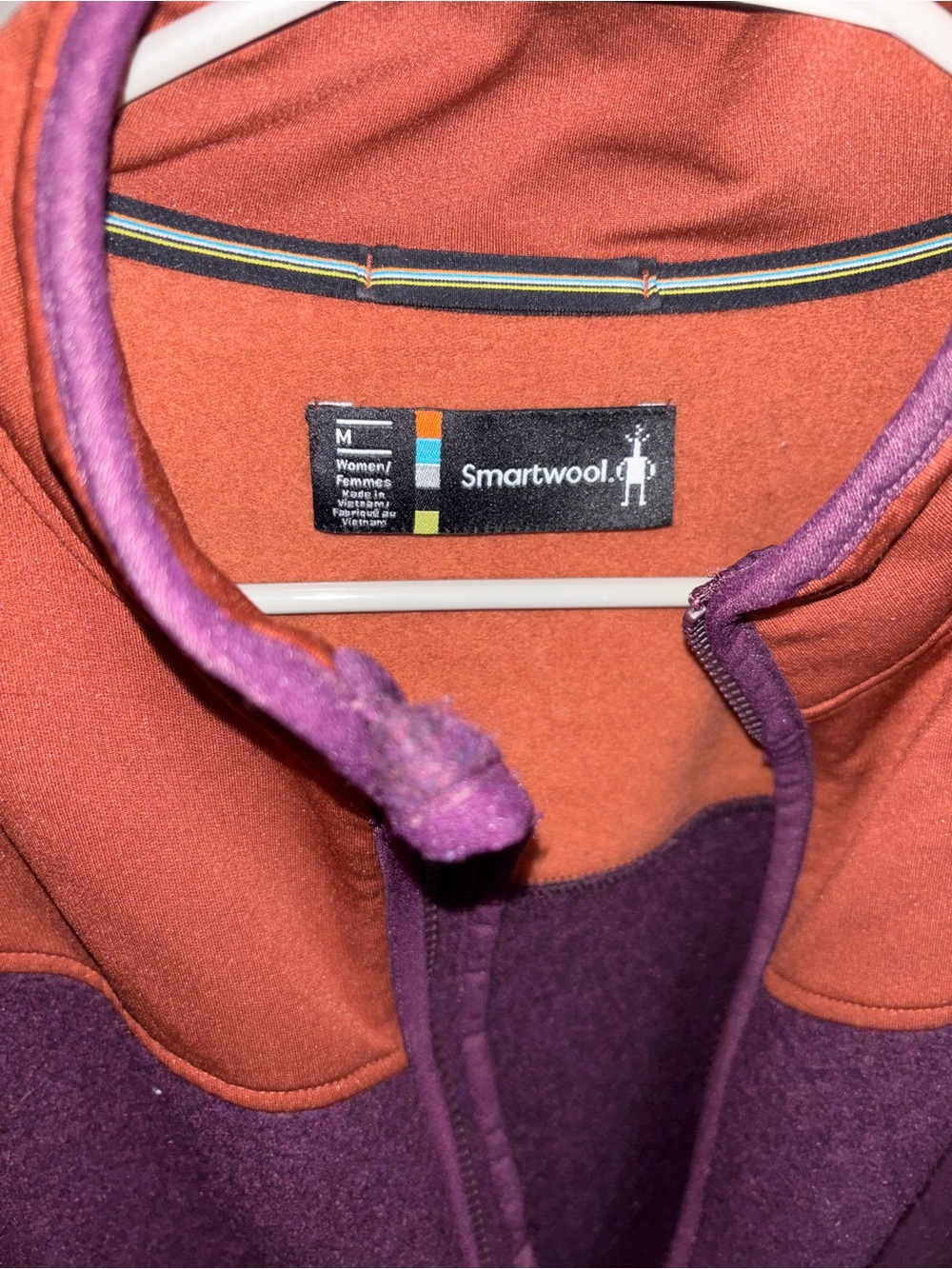 Smartwool Two-Tone Zip Fleece Jacket in Plum and Rust - Picture 3 of 4